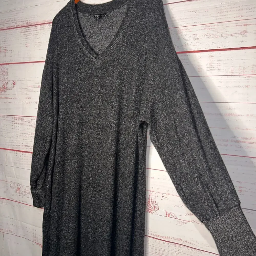 Bobeau Brush Knit Gray Long Sleeved Dress | Women’s 2X - Picture 2 of 5